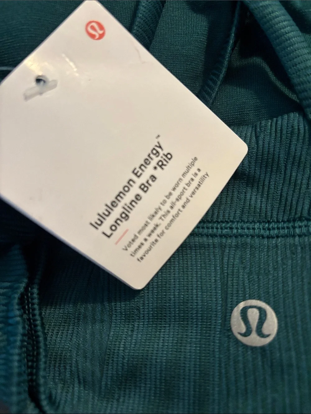 Lululemon Energy Bra Long Line *Ribbed, Storm Teal, Size 14